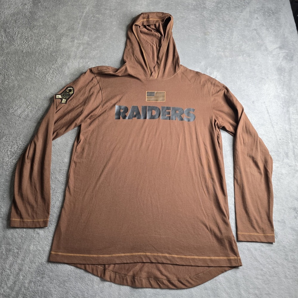 NIKE Salute To Service Hoodie T SHIRT Men's Medium Brown Las Vegas Raiders 2023
